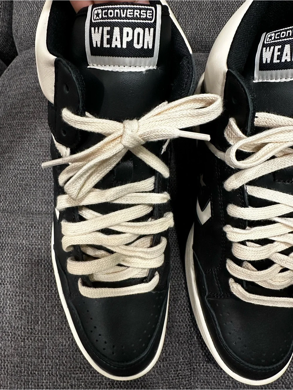 Converse Weapon Classic Men Black and Cream Weapon High-Top Sneakers Men Size 9